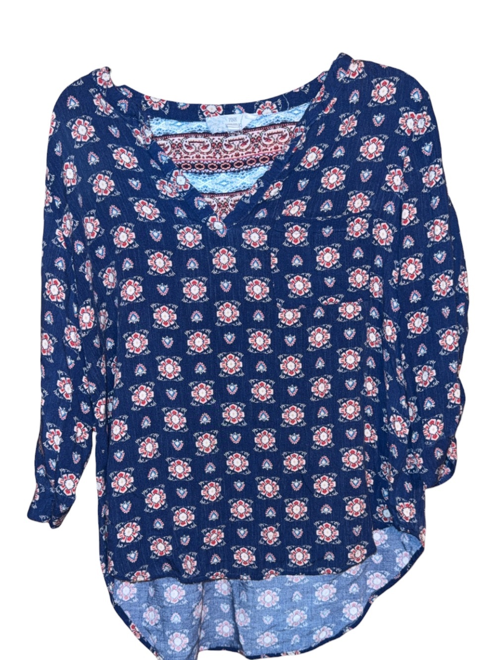 Pink Republic Navy Floral-Print Women's Blouse